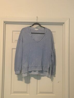 Z Supply Washed Light Blue V-Neck Pullover